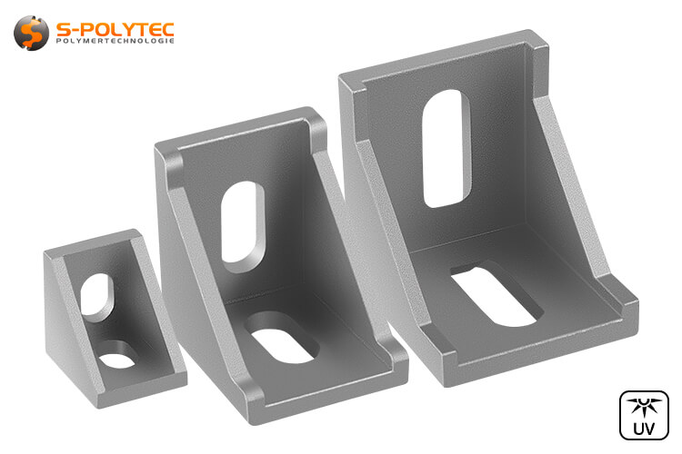 The 90° angle profile connectors for construction profiles are available in three different sizes