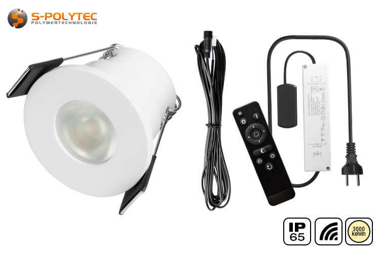 S-Polylight outdoor LED recessed spotlights Ø36mm in a complete set with 4, 6, 8, 10 or 12 white painted spots