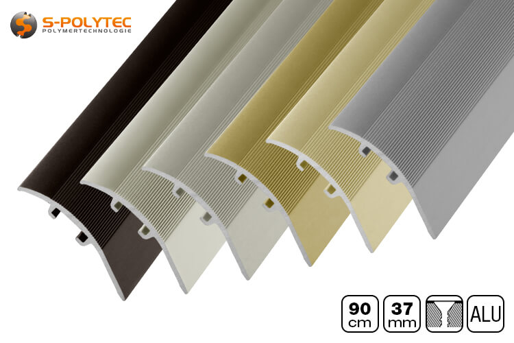 The aluminium adjustment profiles from us are available in the colours silver, sahara, gold, bronze, matt stainless steel or polished stainless steel