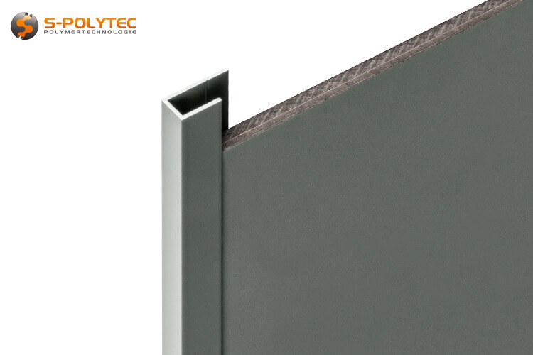 We offer the aluminium U-profiles in dusty grey (RAL7037) for overlapping edges either in 2000mm lengths, 1000mm lengths or cut to size