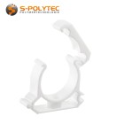 We offer the white PPR plastic clips for secure pipe mounting in sizes DN20, DN25, DN32 and DN40
