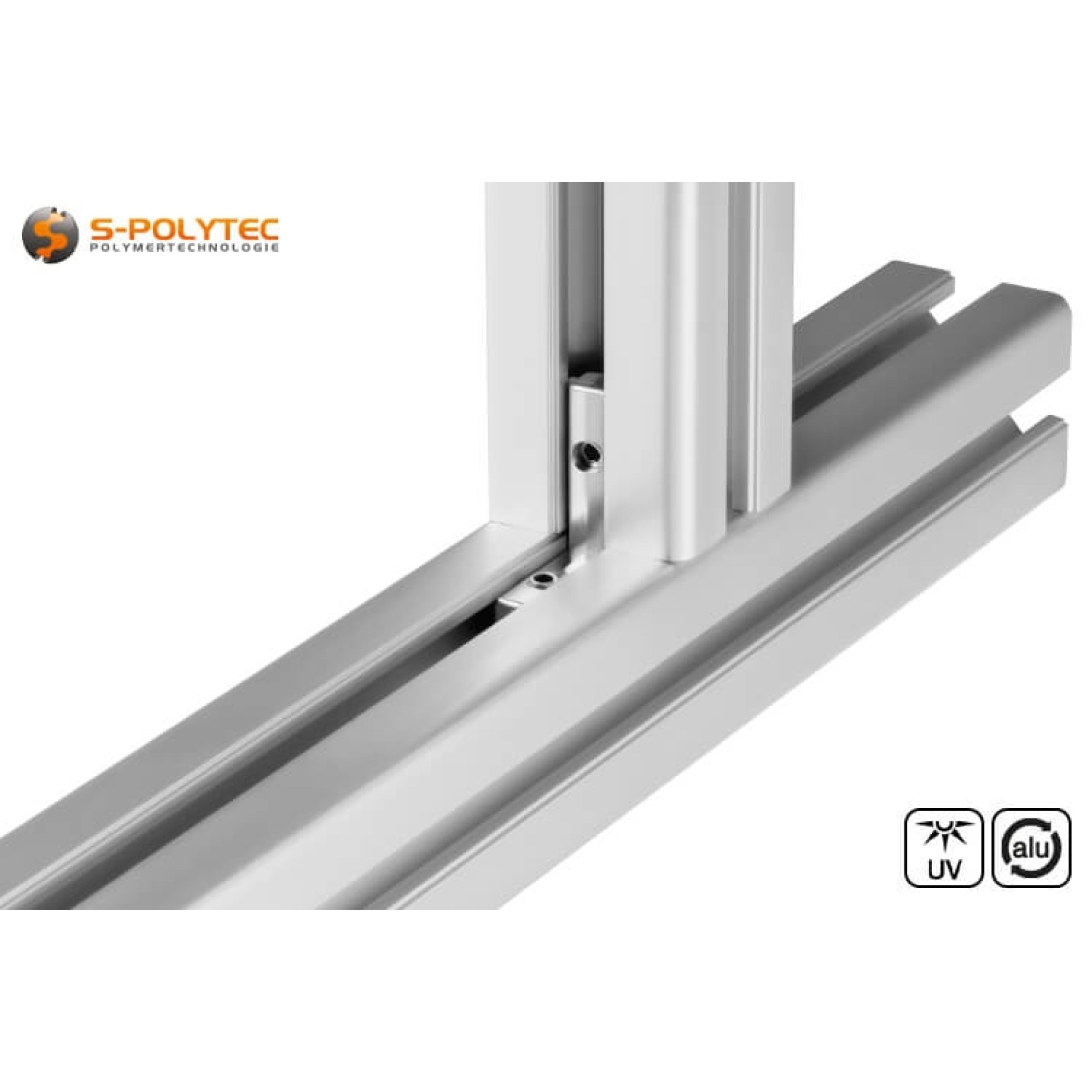 The silver grooved profiles are made of anodised aluminium for long-term outdoor use