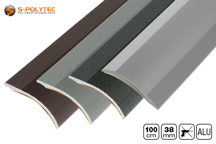 The self-adhesive aluminium adjustment profiles are optionally available in silver, anthracite metallic, grey metallic or bronze metallic