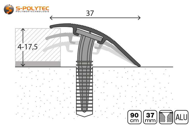 The aluminium adjustment profiles are fastened invisibly from the outside by concealed mounting with flexible slat dowels