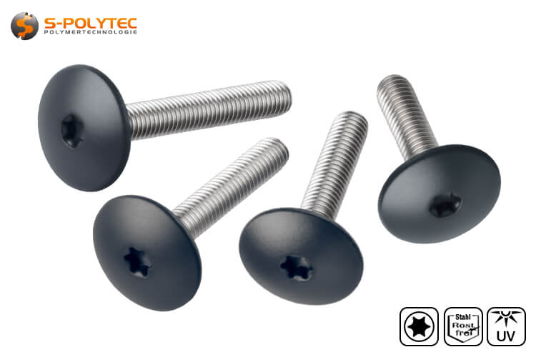 M5 Balcony Bolt made of stainless steel for cap nuts or threaded sleeves with head lacquering in anthracite (RAL7016)