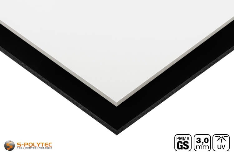 Opaque acrylic glass GS cut to size - Opaque ✓ Black or white ✓ Cut to size  from 30x30mm ✓ UV- and weather-resistant ✓