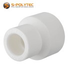 We offer the white PPR reducing couplings for reducing the diameter of PPR pipes in the sizes 40mm, 32mm, 25mm and 20mm.