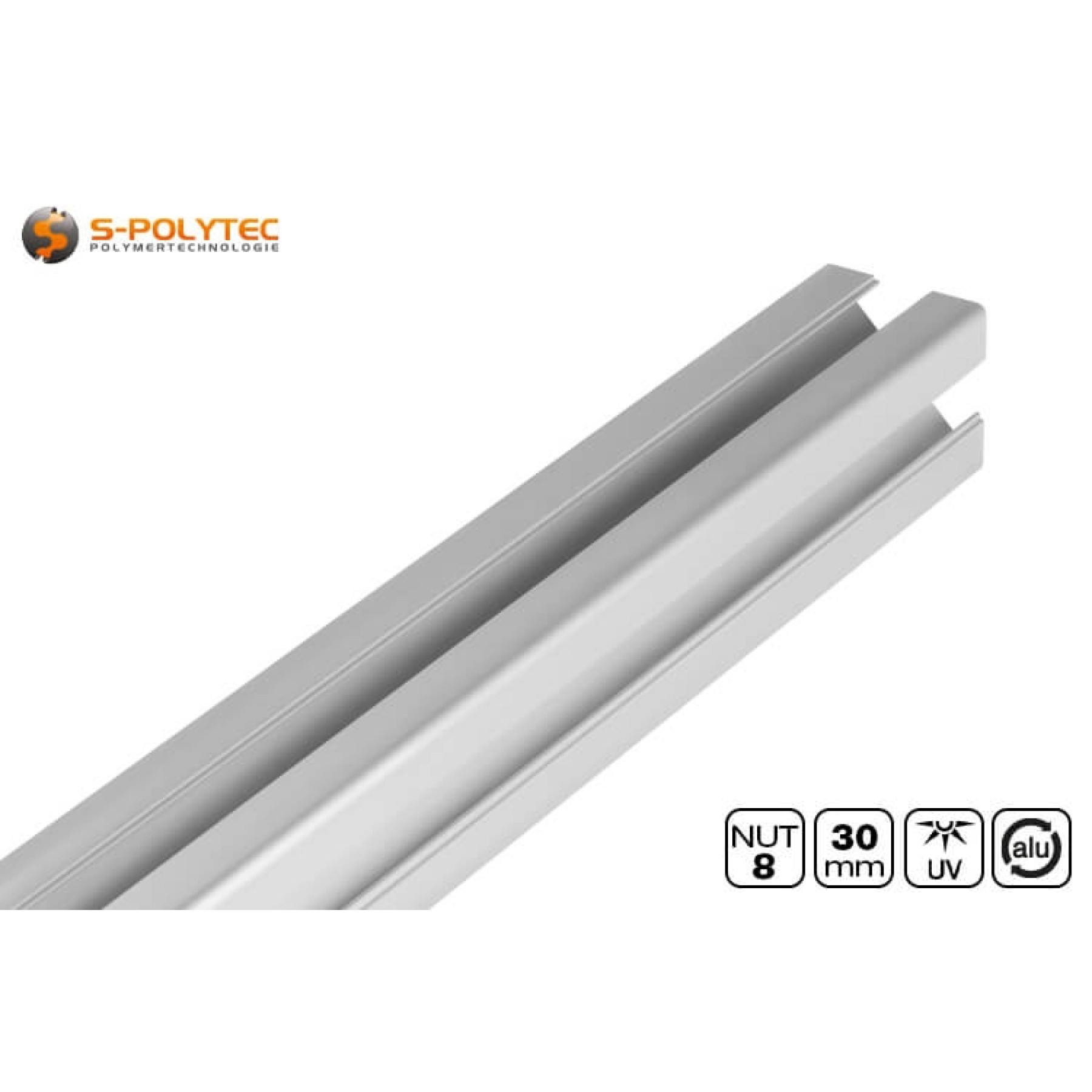 The aluminium profiles 30x30 groove 8 I-type are available in 200cm and 100cm lengths or cut to the exact millimetre